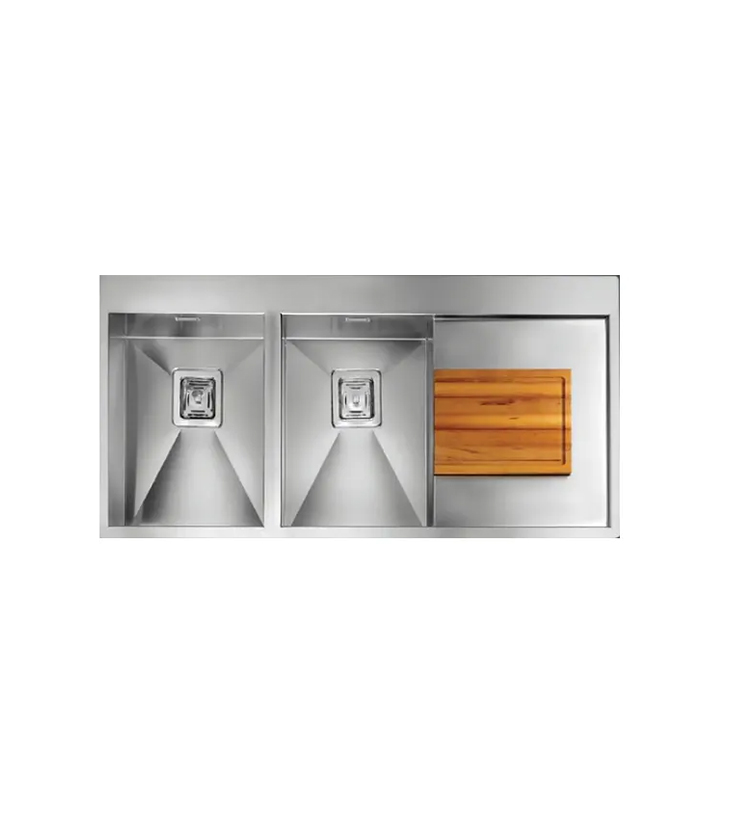 CM CLARK Stainless Steel Double Bowl Sink with Drainer - 812887SCSSP
