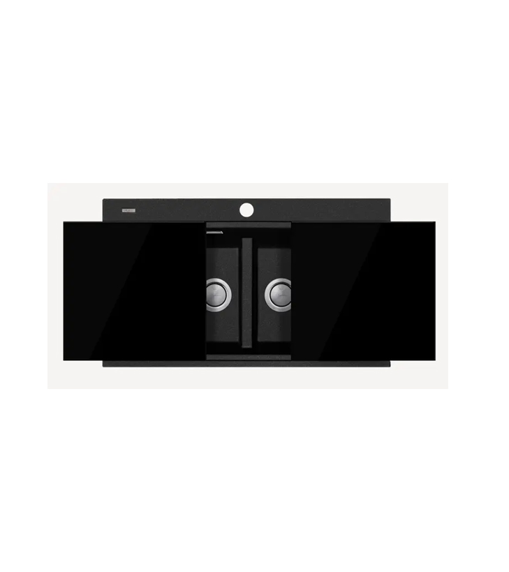 CM Double Bowl Granite Kitchen Sink with Glass Cover - 012994.X3.15.2033