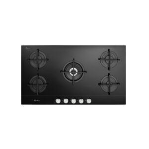 ELBA Ceramic Built-in 5 Gas Burners Hob, 90 cm, Black - ELIO 95-545 CG