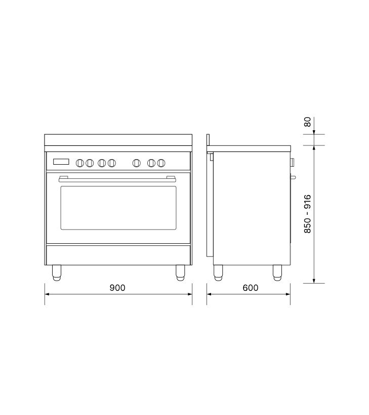 Elba Vintage Single Cavity Electric Freestanding Cooker EX 965 VM - Image 4