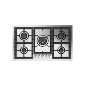 Ilve Roma 5 Burner Gas Hob, 90cm – Stainless Steel With Black Cast Iron Frame