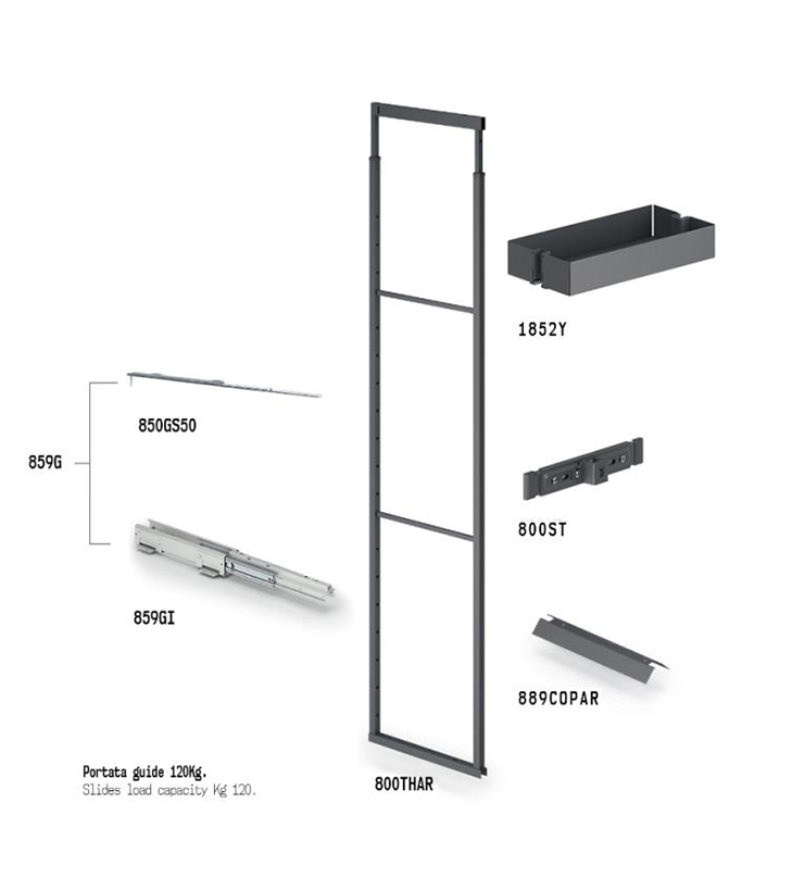 Inoxa Extractable Column With Ball Bearing Slides - 859H/60AR - Image 2