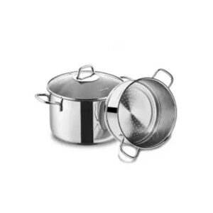 Korkmaz Perla Stainless Steel Steamer Pot with Glass Lid – A1524