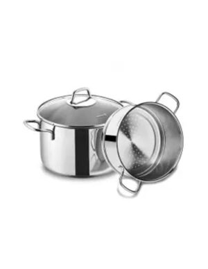 Korkmaz Perla Stainless Steel Steamer Pot with Glass Lid – A1524