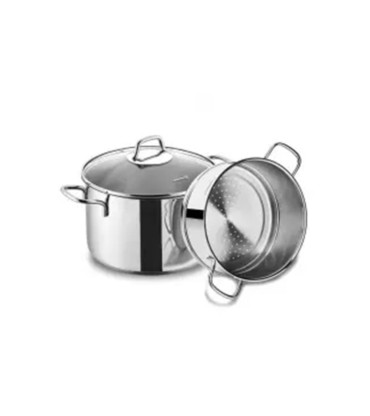 Korkmaz Perla Stainless Steel Steamer Pot with Glass Lid – A1524