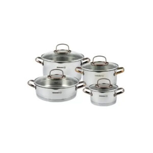 Korkmaz Rosana 8-Piece Stainless Steel Cookware Set.