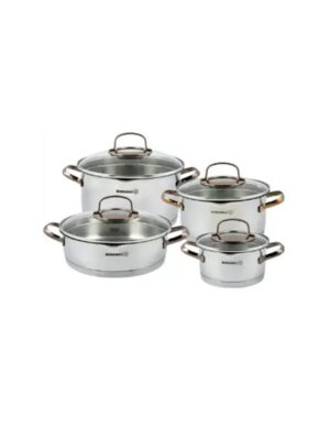 Korkmaz Rosana 8-Piece Stainless Steel Cookware Set.