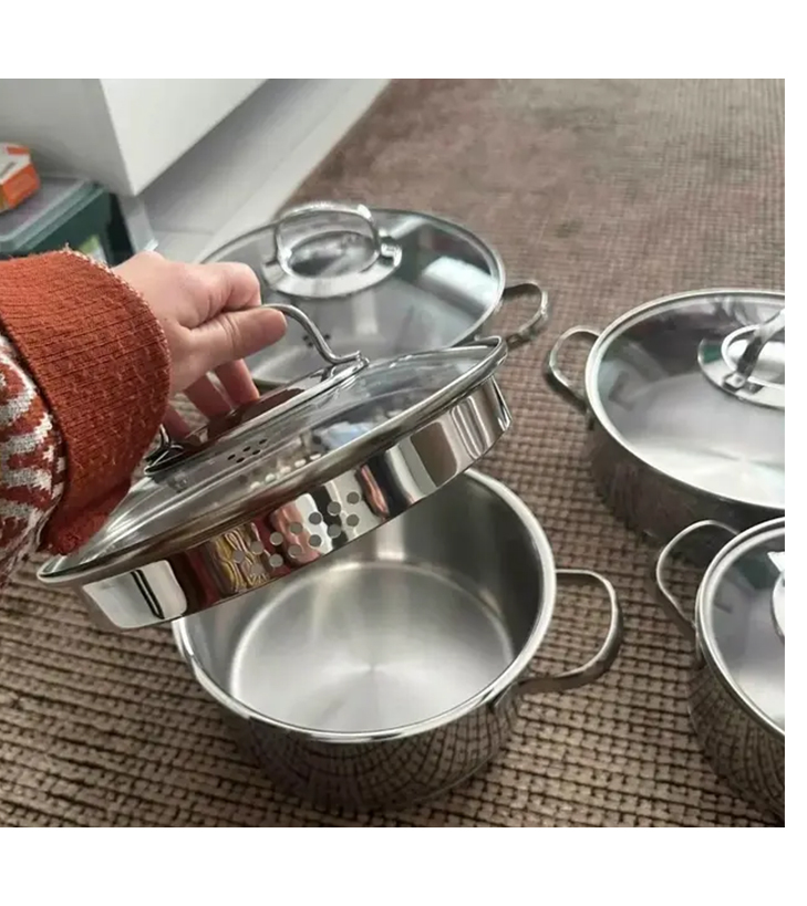 Korkmaz Steamer Pot – 8-Piece Stainless Steel Set - A1999 - Image 3